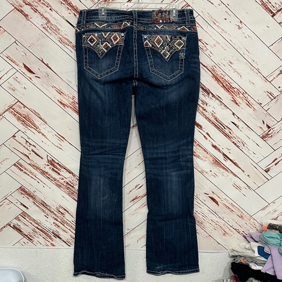 Miss Me Women's Dark Blue Boot Cut Jeans with Embellished Pockets - Picture 7 of 10
